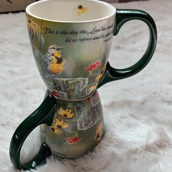 Set of 2 Lang Ceramic Coffee Mug Cup "Greeting The New Day" Susan Bourdet - Picture 3 of 10